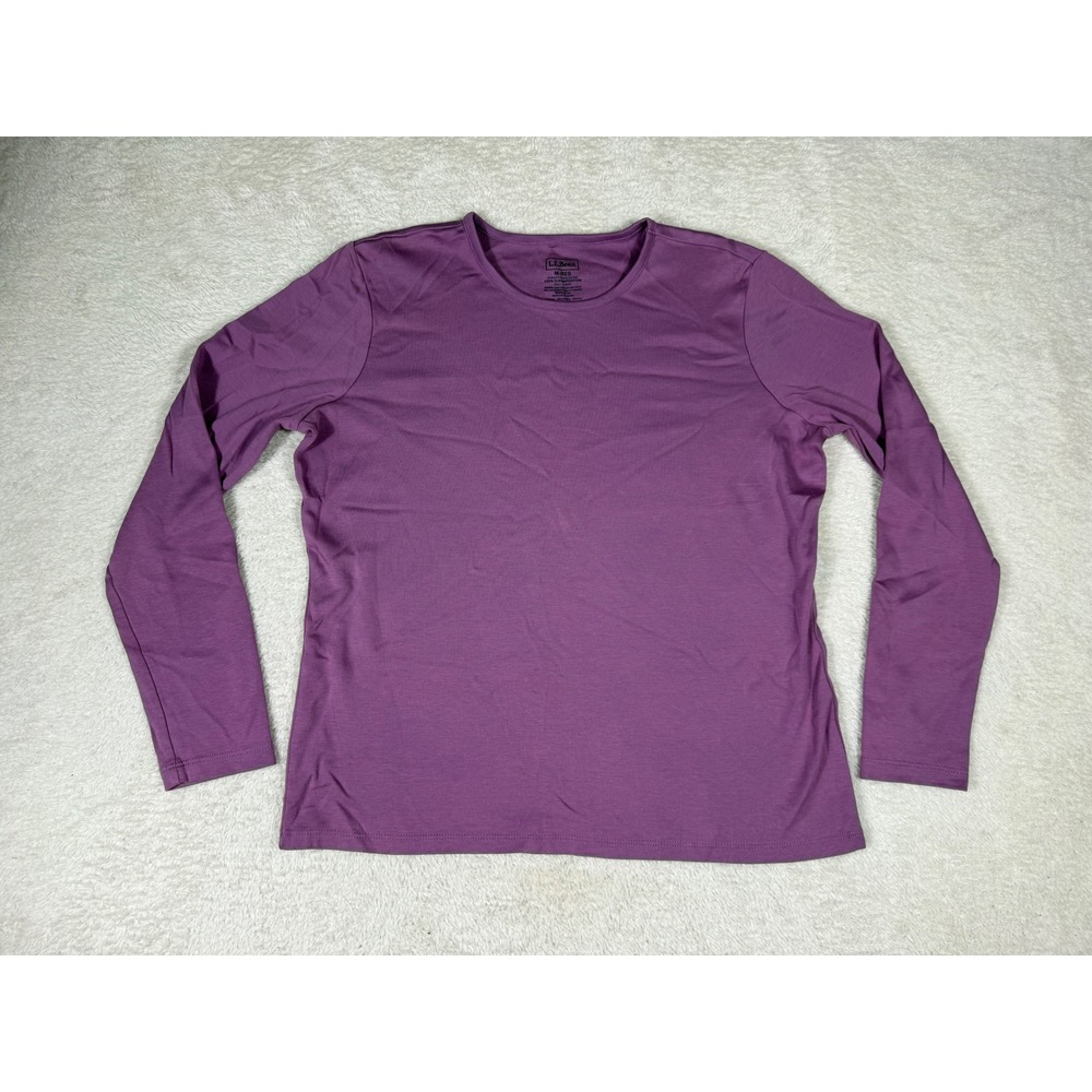 LL Bean Long Sleeve Tee Womens Medium Purple Excellent Supima Cotton Basic Shirt